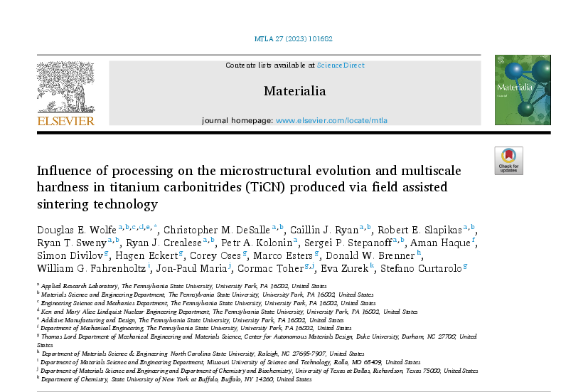 Influence of Processing on the Microstructural Evolution and Multiscale Hardness in Titanium Carbonitrides (TiCN) Produced via Field Assisted Sintering Technology